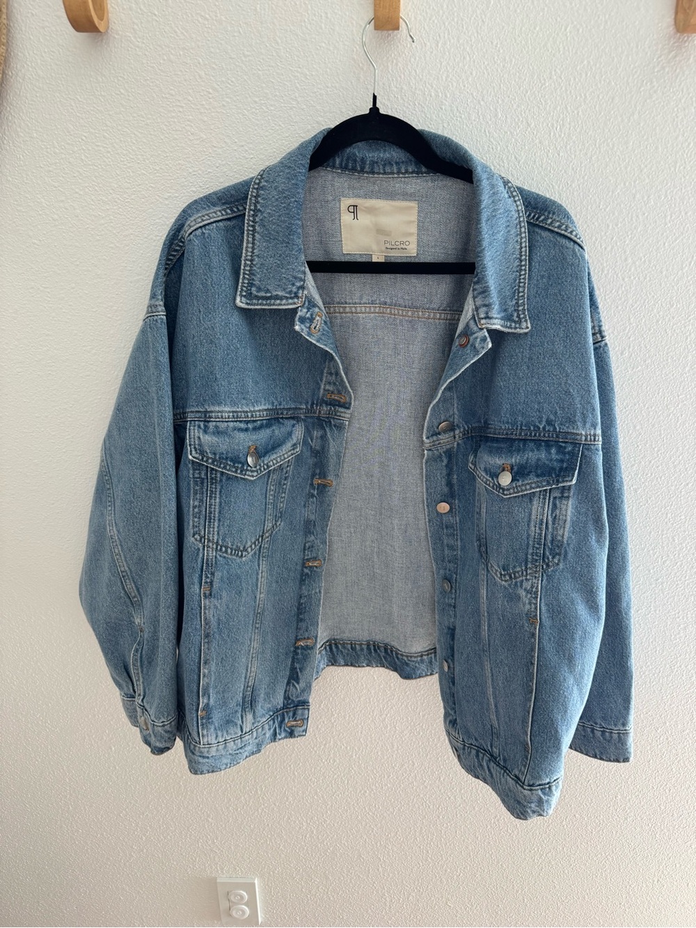 Pilcro Light Wash Blue Denim Jacket - Boxy Jean Coat